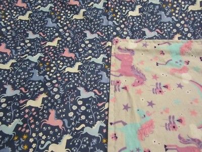 Girl Blue/Gray Unicorn Theme Double-sided Cotton/Flannel Baby/Toddler Blanket