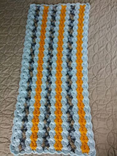 Changing Pad Hand Crocheted Blue and Mustard