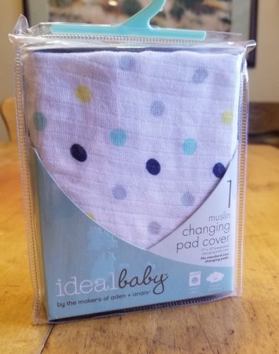 NEW Ideal Baby by Aden & Anain Muslin Changing Pad Cover Baby Linens Polka Dot