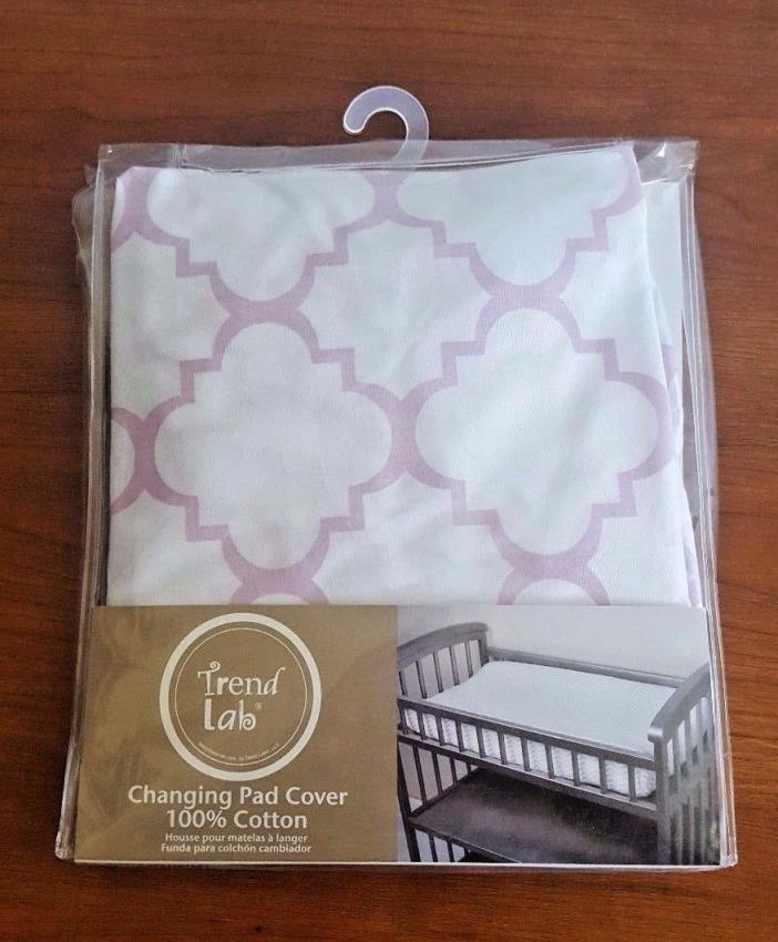 Trend Lab Orchid Bloom Quatrefoil Baby Diaper Changing Pad Cover Purple New