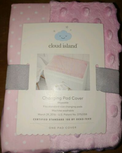 Cloud Island Pink Polka Dot Baby Girl Changing Pad Cover Plush Sides NEW