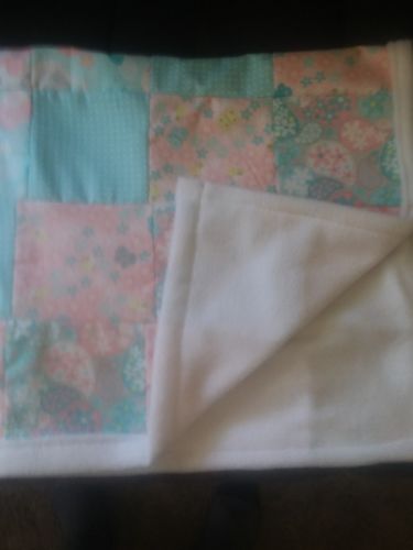 patchwork baby blanket, pet blanket, lap quilt pink and blue unisex