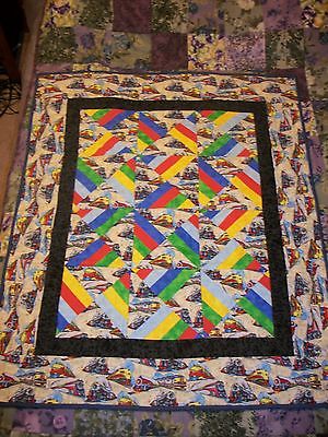 Baby Quilt Hourglass Pattern Train Print