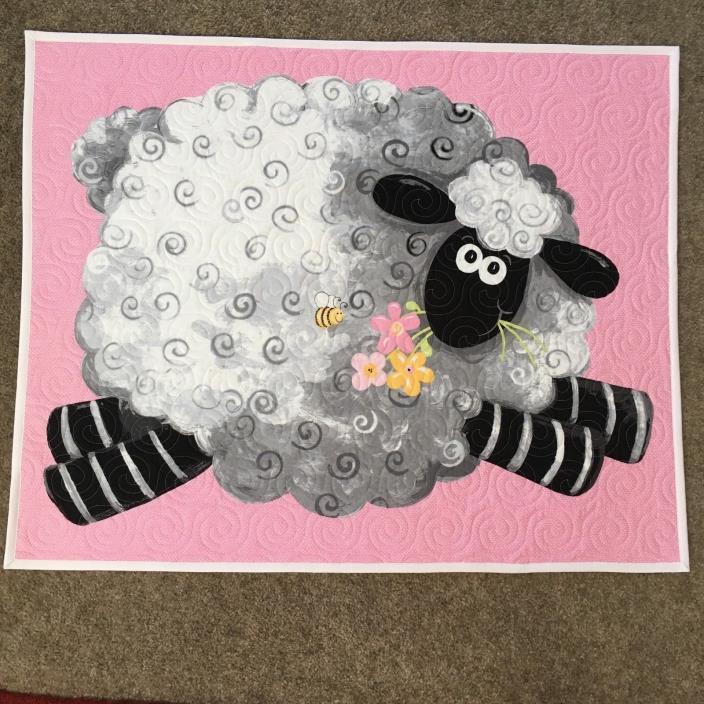 Handmade Baby or Toddler Quilt - Pink Lamb