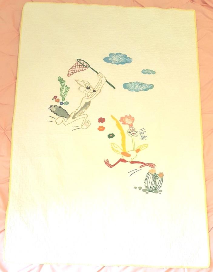 Hand Sketched Road Runner Wile E Coyote Quilt Handmade Baby Blanket Crib Wiley