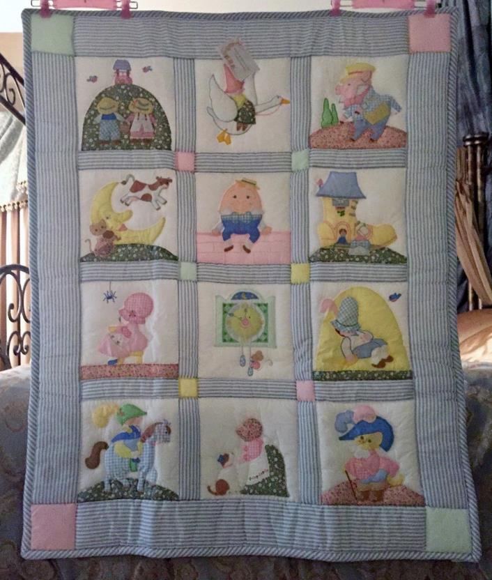 Machine Embroidered Nursery Rhyme Baby Quilt 40x50
