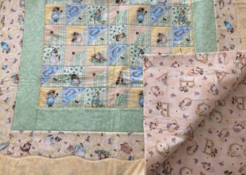 Beatrix Potter Peter Rabbit Story Baby Quilt Comforter Handmade New Pastel 50x39