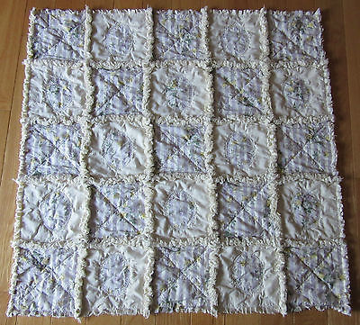 Lavender & Cream  Rachel Ashwell Shabby Chic Fabric BABY RAG QUILT