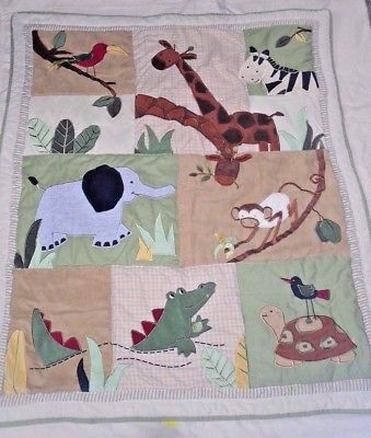 Kidsline Zanzibar Baby Nursery Crib Blanket Comforter Jungle Theme Monkey Zebra