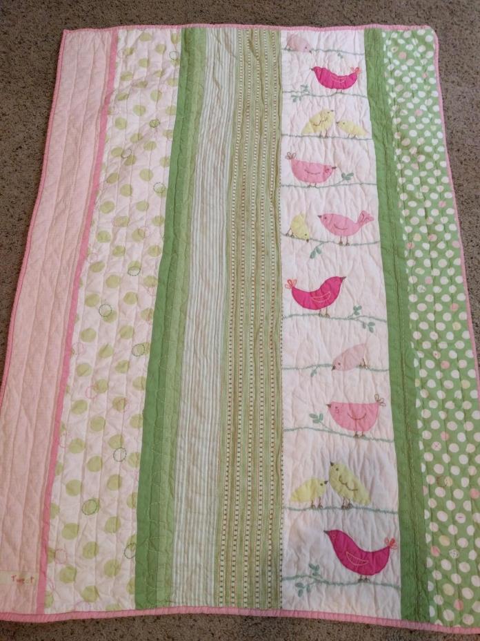 Tweet~Pottery Barn Baby~Kids~Quilt~Girl~Pink~Green~49