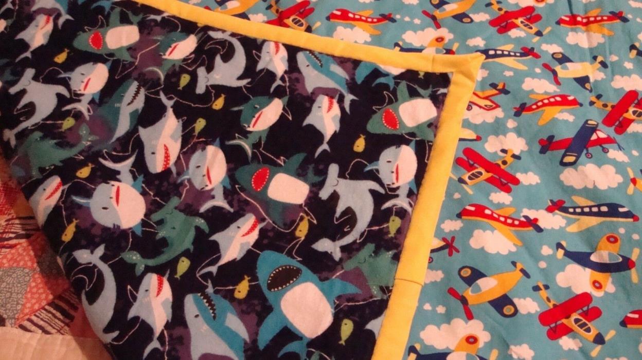 Handmade Baby Quilt ~Nursery Toddler Warm Soft Baby Blanket Reversible      178