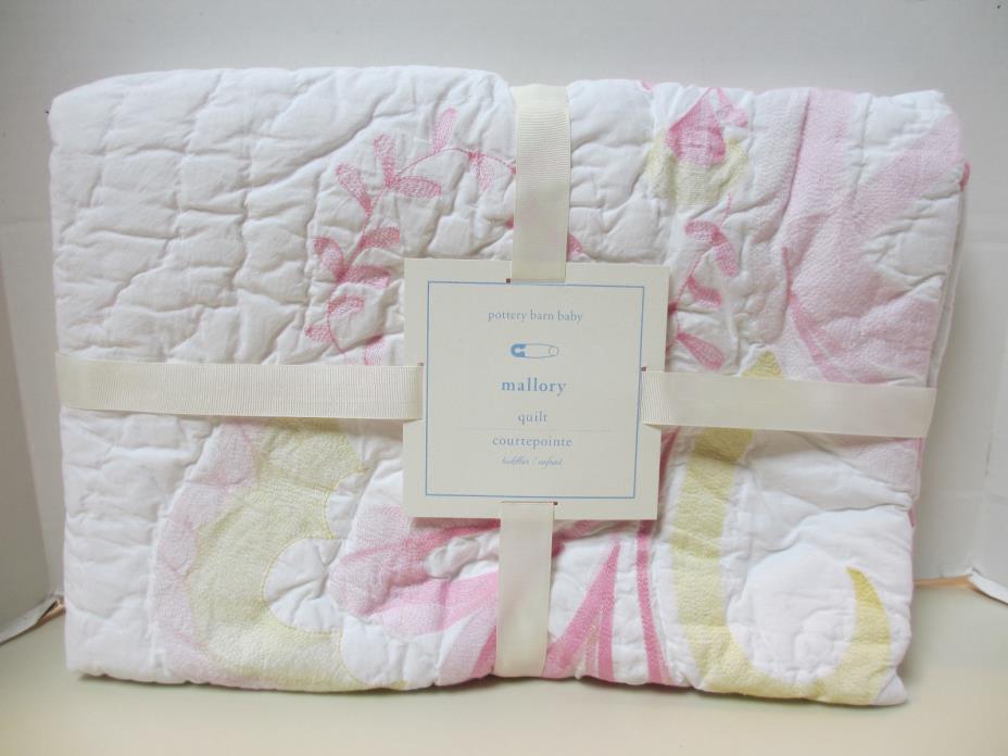 New Pottery Barn Kids Mallory Butterfly Toddler Nursery Quilt Pink 36 x 50
