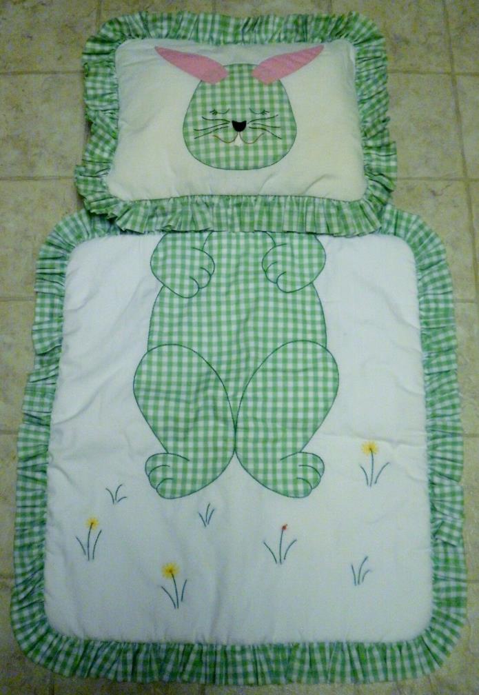 Homemade Bunny Rabbit Baby Quilt and Pillow