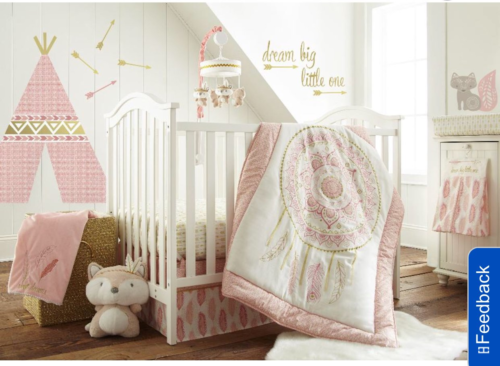 Levtex Home Baby Little Feather 5 Piece Crib Bedding Set, Coral