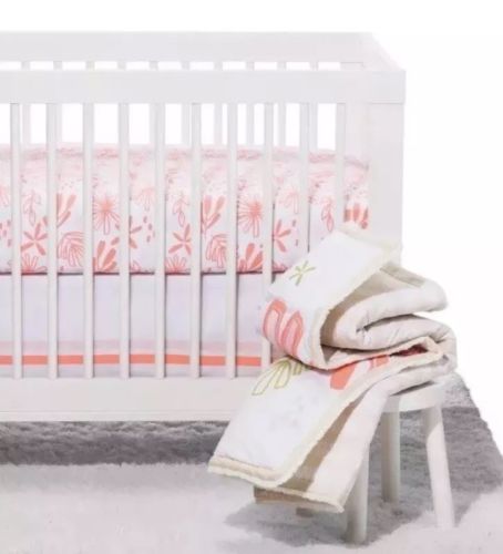 Cloud Island Little Sprout 4 Pc Crib Set Coral Pink Lemonade Baby Baby Bedding