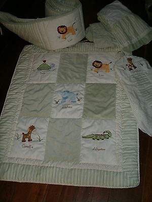 Tiddliwinks Crib Bedding Set Sheet Quilt Skirt Bumper Pad Diaper Holder GC