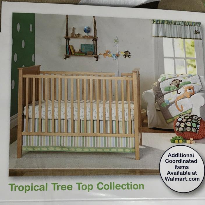 Garanimals 3-Piece Nursery Set Tropical Tree Collection Comforter Sheet Ruffle