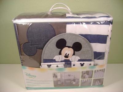 NEW DISNEY BABY Mickey Mouse Hello World 4 piece Crib Bedding Set