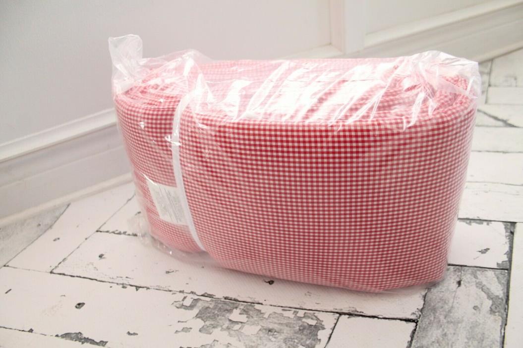 Tailored Red Gingham Round Crib Bumper for Round Baby Bed 42