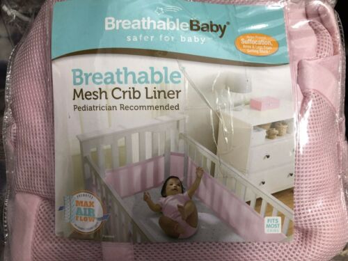 Breathable Baby Breathable Mesh Crib Liner PINK NEW