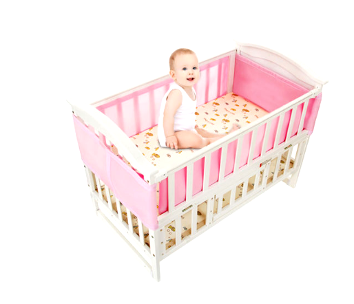 NEW Breathable Baby Crib Bumper Liner Pads Standard Cribs 2PC Washable Pink Mesh
