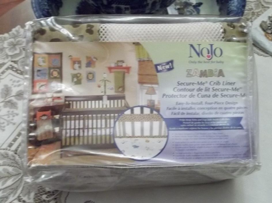 NoJo  Zambia Animal Print Secure-Me Mesh Crib Liner, Paw Prints- New in Package