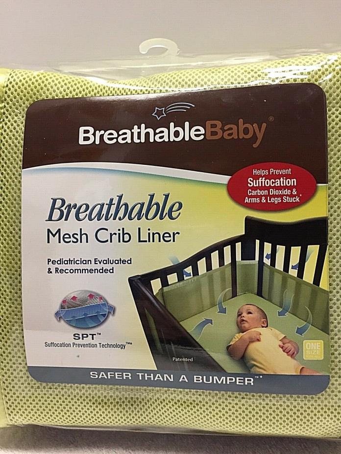 New Sealed Breathable Baby Breathable Mesh Crib Liner Bumper Soft Lime