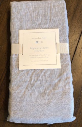 NEW Pottery Barn Kids Belgian Flax Linen Crib Skirt GRAY