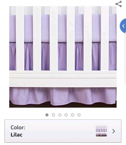 TILLYOU Crib Skirt 100% Natural Cotton Nursery Pleated Crib Bed Lilac Purple New