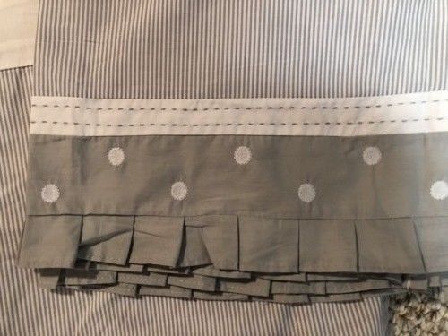 Pottery Barn Kids crib dust ruffle grey/white stripe/polka dot-Organic cotton