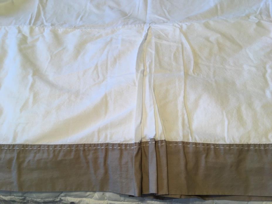 Pottery Barn Kids Boy Childs Crib Bed Skirt Natural Brown Trim Stitched Edge 15