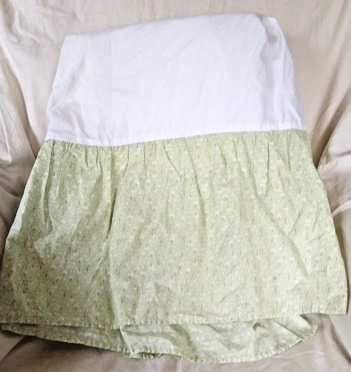 Carter's Basics Green and Cream Floral Flowers Baby Nursery Crib Skirt Cover
