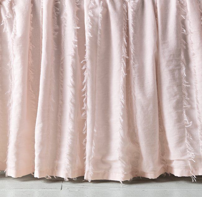 Restoration Hardware Baby Frayed Voile Crib Skirt Petal Pink Baby Girl