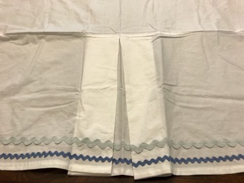 Pottery Barn Kids Blue Ric Rac Pleated Bed Skirt Dust Ruffle Crib Baby Bed