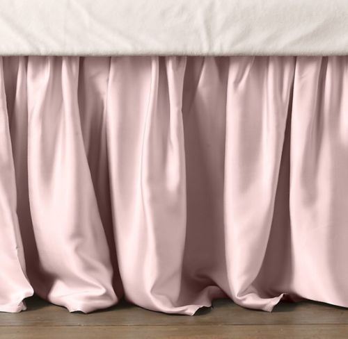Restoration Hardware Washed Satin Crib Skirt Pink Baby Girl