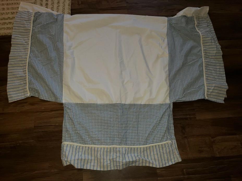 KOALA BABY Crib Skirt BLUE & WHITE Plaid and Striped NAUTICAL 13