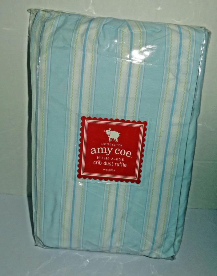Amy Coe Limited Edition Hush-A-Bye Crib Dust Ruffle Toddler blue green stripe