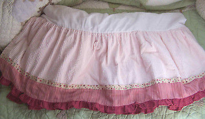 Baby Martex Blossom Pink Corduroy Cranberry Baby Girl Crib Toddler Bed Skirt EUC