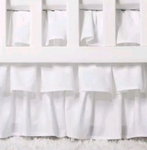 Cloud Island 3 Tier White Ruffled Crib Skirt ~ Dust Ruffle