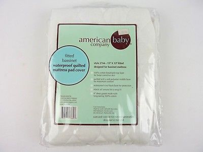 American Baby Company Fitted Bassinet Waterproof Quilted Mattress Pad Cover New