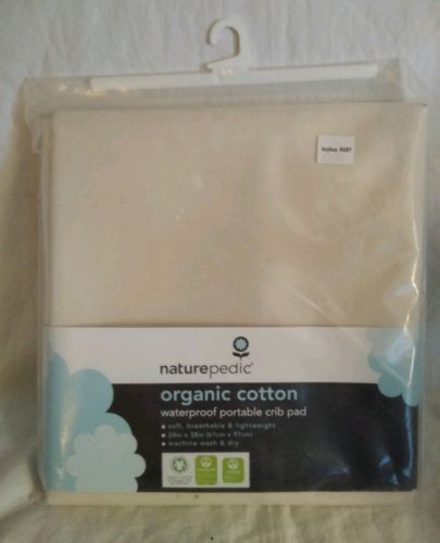 NATUREPEDIC Portable Mini Crib Organic Cotton Waterproof Flat Mattress Pad 24x38