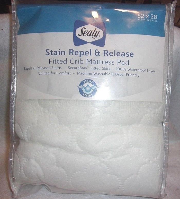 Sealy Stain Repel & Release Fitted Crib Mattress Pad~New!!