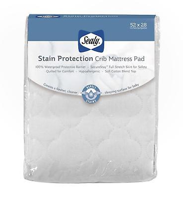 Sealy Stain Protection Waterproof Fitted Crib/Toddler Mattress Pad Cover