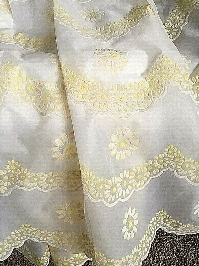 Vintage Bassinet Skirt and Liner, Sheer Skirt with Yellow Daisy Pattern