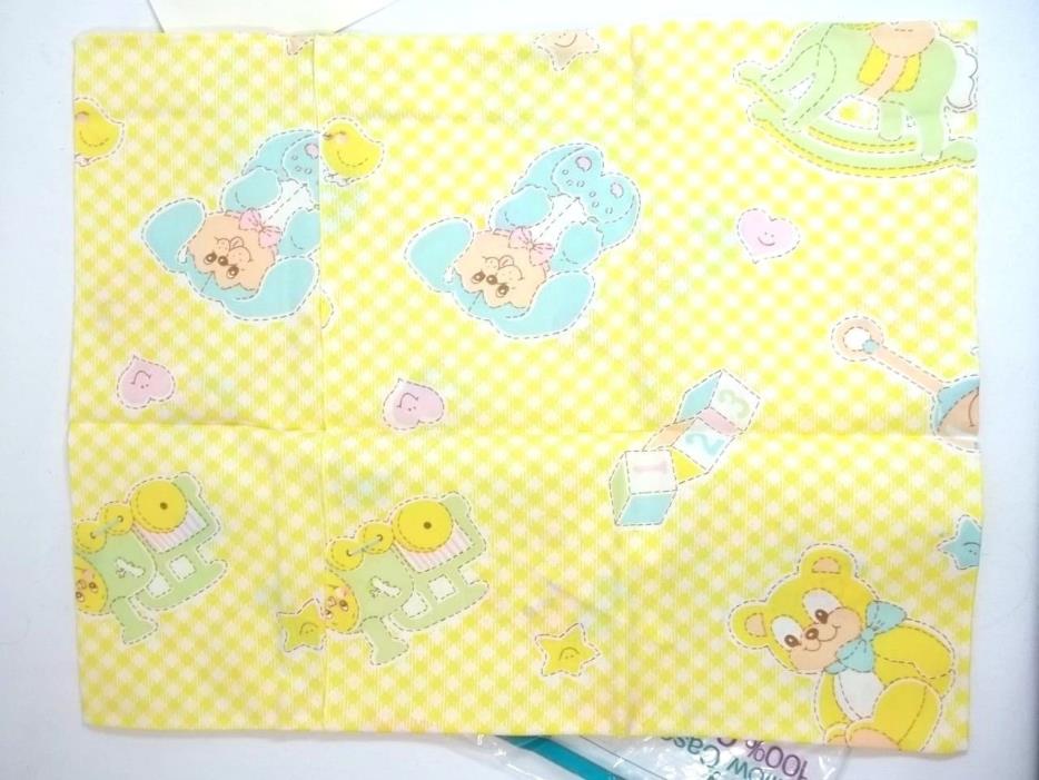 Baby Crib Pillowcase 100% Cotton Toddletime Yellow Check Animals Blocks