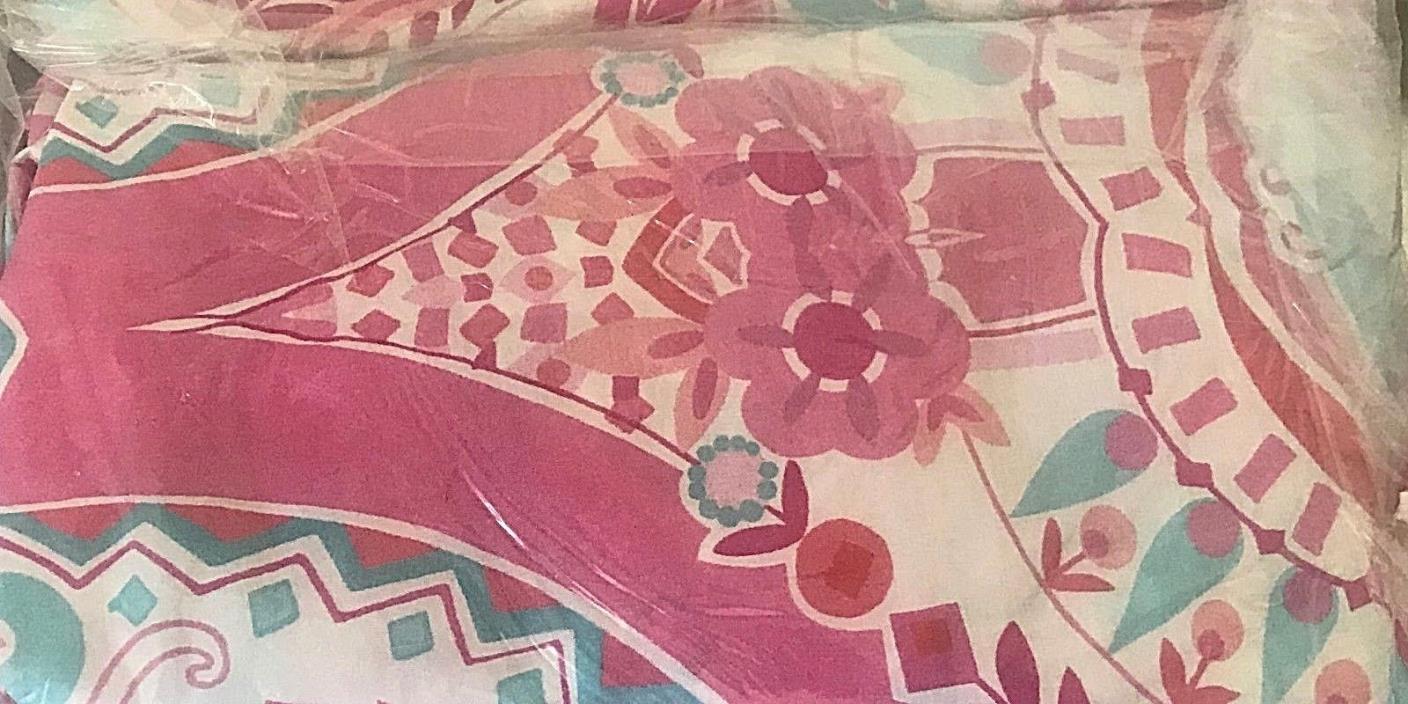 Pottery Barn Kids Pink floral medallion crib sheet BLUE
