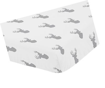 Sweet Jojo Designs Fitted Crib Sheet for Grey and White Woodland Deer Baby/To...