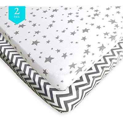 Pack N Play Fitted Sheet Set - 2 100% Soft Jersey Cotton Sheets For Mini And Boy