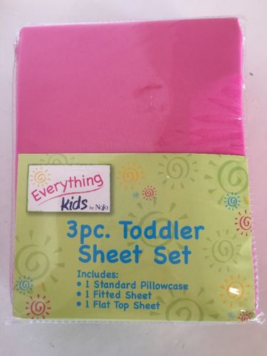 Everything Kids by NoJo 3pc. Pink Toddler Sheet Set NEW