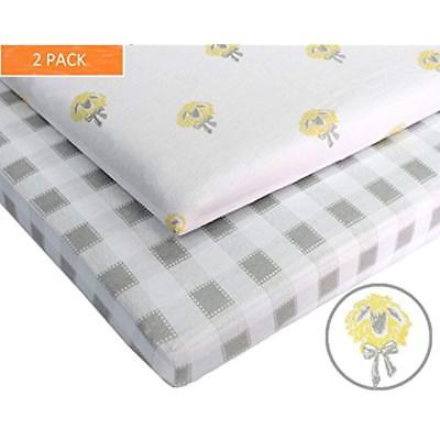 Pack N Play 100% Jersey Cotton Crib Sheets (2 Pack) Baby Boy And Girl (Gender